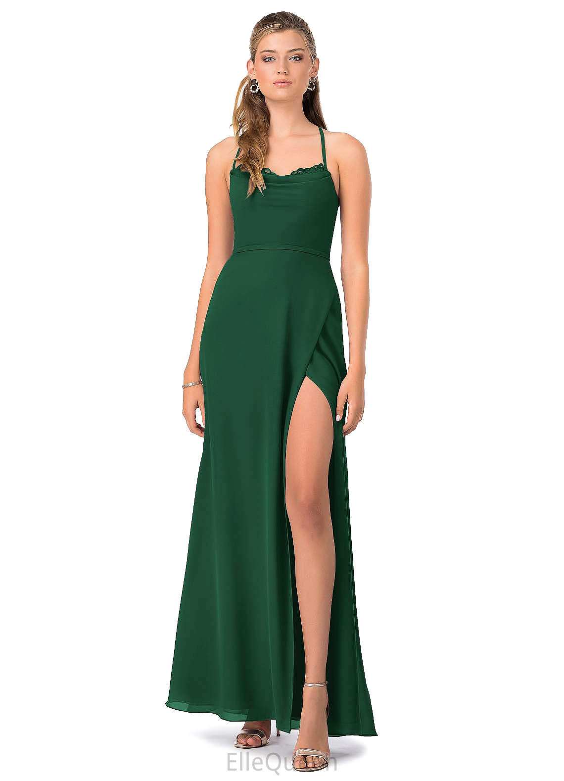 Yuliana Sleeveless Floor Length Natural Waist Trumpet/Mermaid Spaghetti Staps Spandex Bridesmaid Dresses