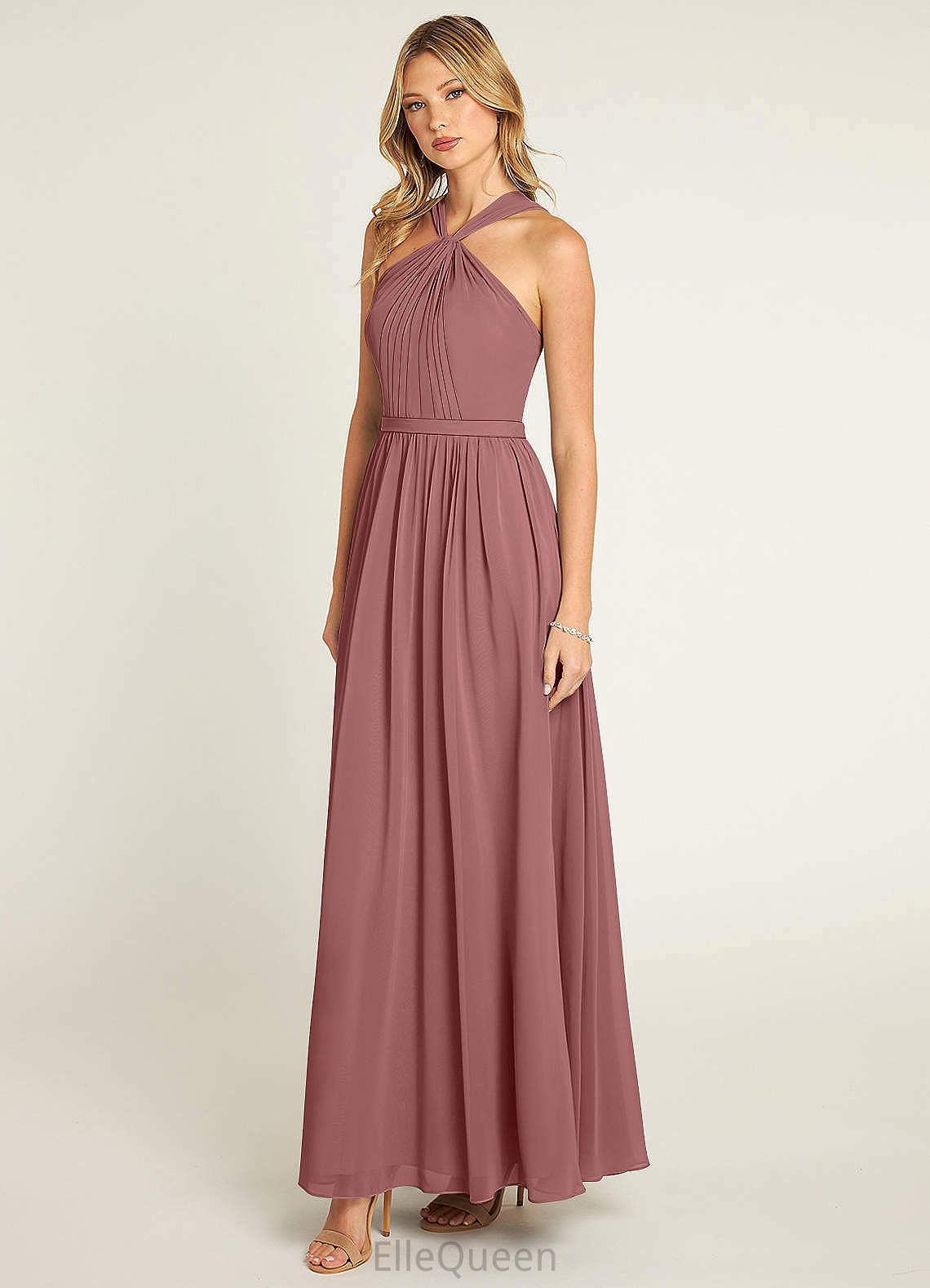 Jasmin Floor Length A-Line/Princess Natural Waist Sleeveless Scoop Bridesmaid Dresses