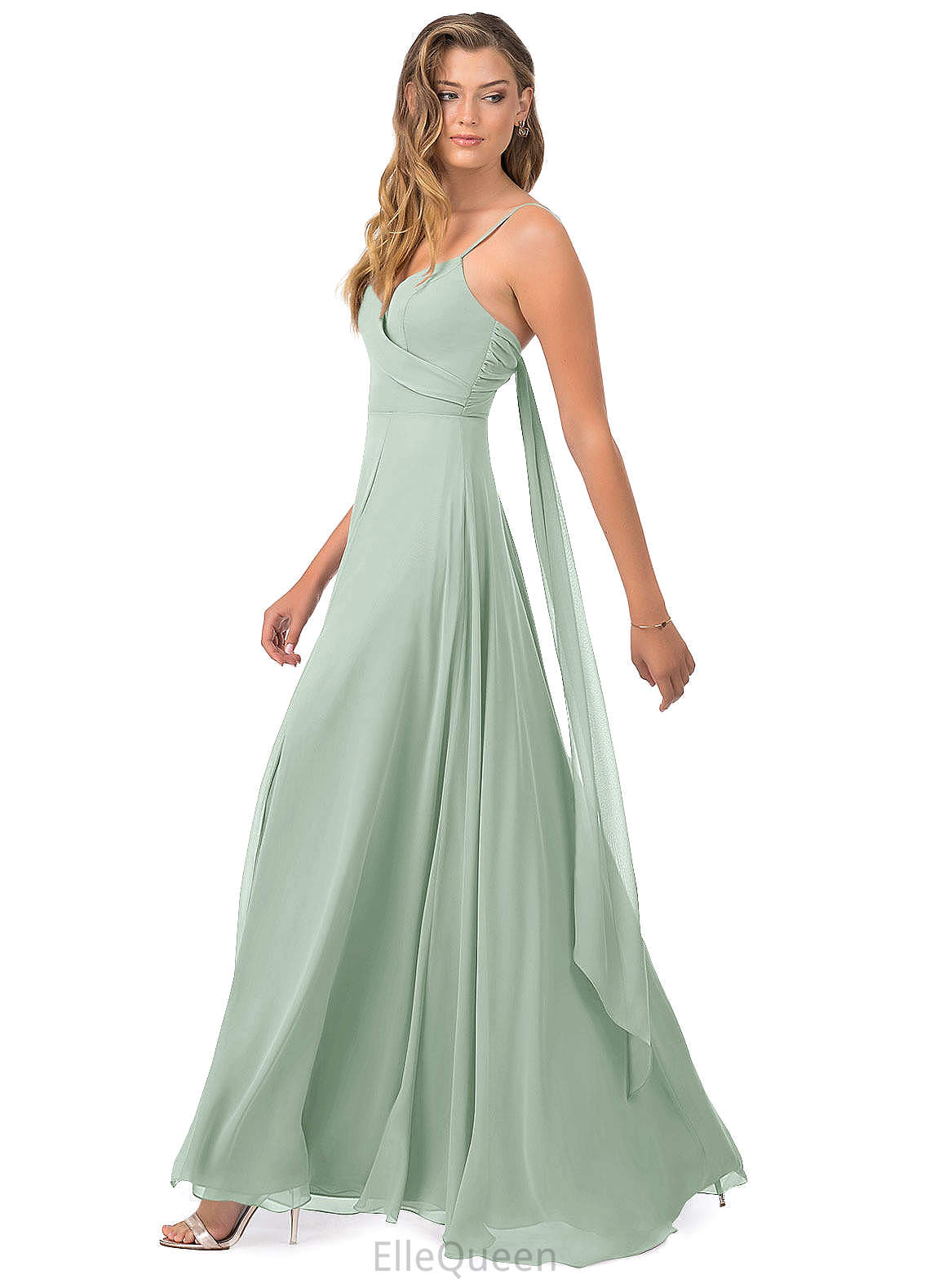 Roberta Natural Waist Floor Length Trumpet/Mermaid Sleeveless Spaghetti Staps Bridesmaid Dresses