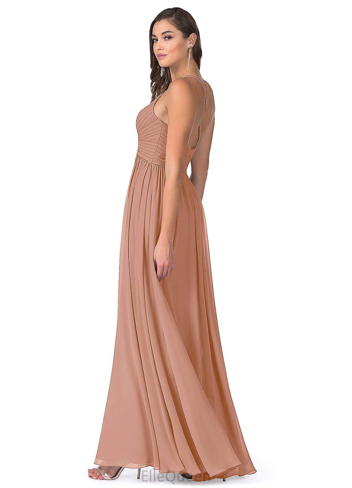 Selah A-Line/Princess Natural Waist Floor Length Sleeveless V-Neck Bridesmaid Dresses