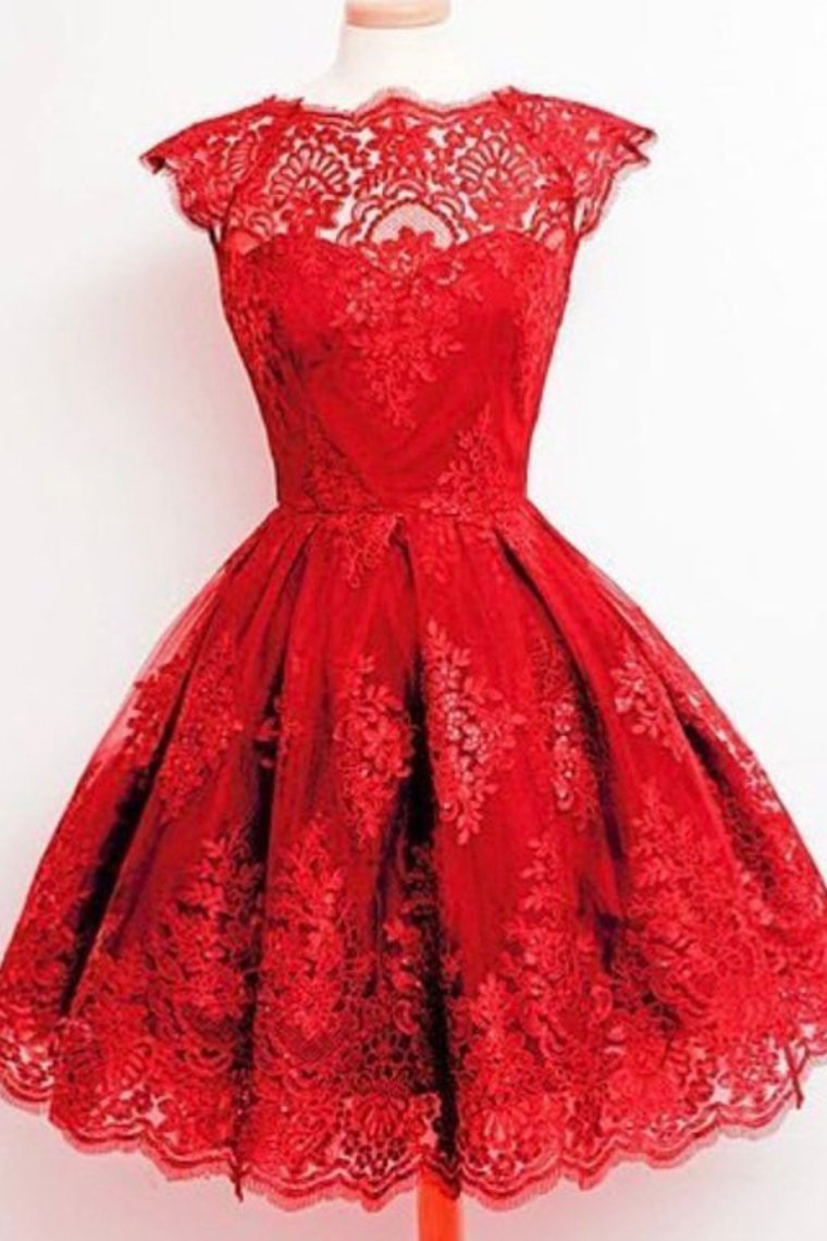 Bateau Homecoming Dresses A Line Tulle With Applique