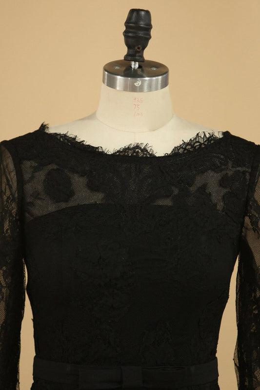 Mother Of The Bride Dresses Scoop Long Sleeves Spandex & Lace