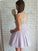 A-Line V-Neck Short Lavender Homecoming Dresses Novia Lace Tulle 2022 With