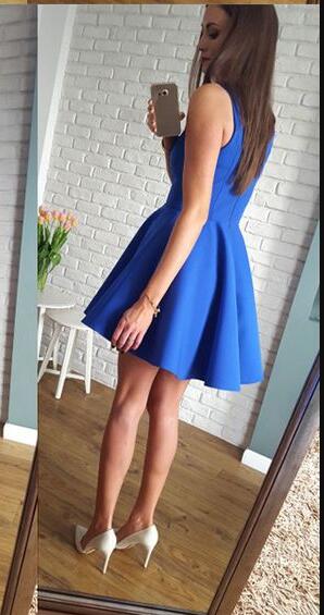 Homecoming Dresses Royal Blue Cherish A-Line V-Neck Short 2024 With Ruched