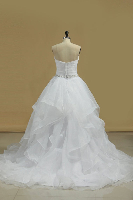 2024 Wedding Dresses A Line Sweetheart Ruffled Bodice With Beads Organza