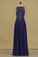 2024 Scoop With Applique And Beads Chiffon Prom Dresses A Line Sweep Train