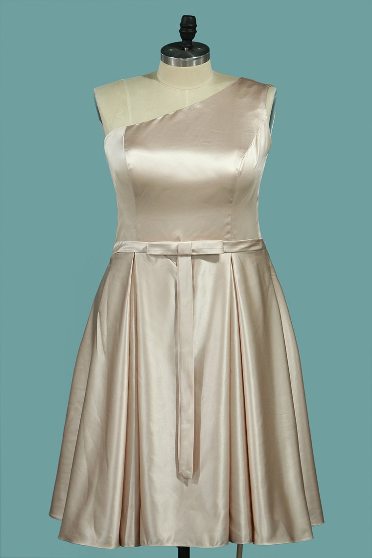 2024 New Arrival Cocktail Dresses One Shoulder A Line With Sash Satin