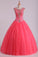 Open Back Quinceanera Dresses Scoop With Embroidery & Beading Floor Length