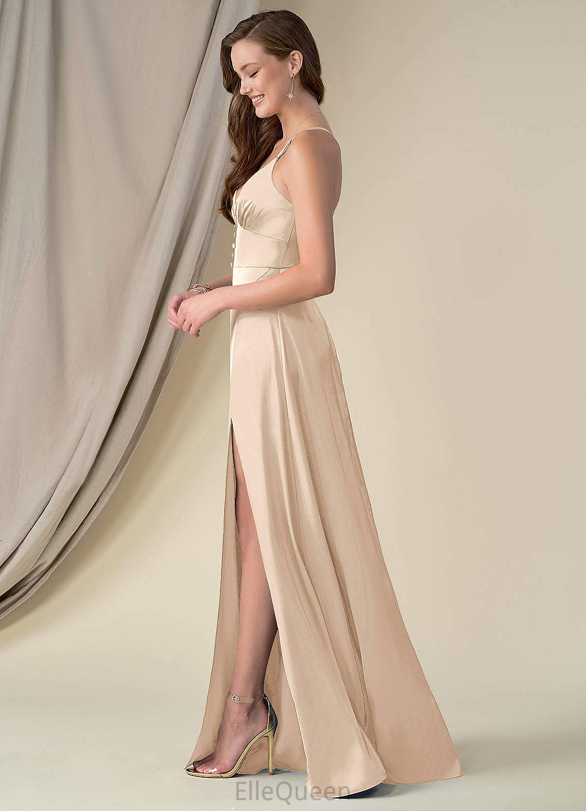 Aubrey Knee Length Sleeveless One Shoulder A-Line/Princess Natural Waist Bridesmaid Dresses