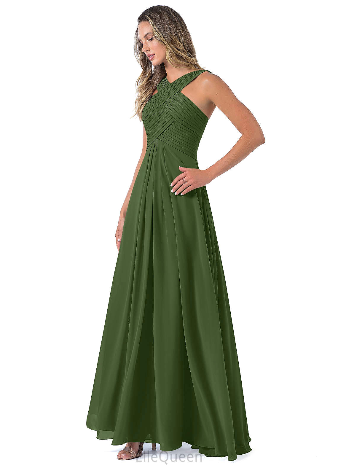 Rowan Sleeveless V-Neck Natural Waist A-Line/Princess Floor Length Bridesmaid Dresses
