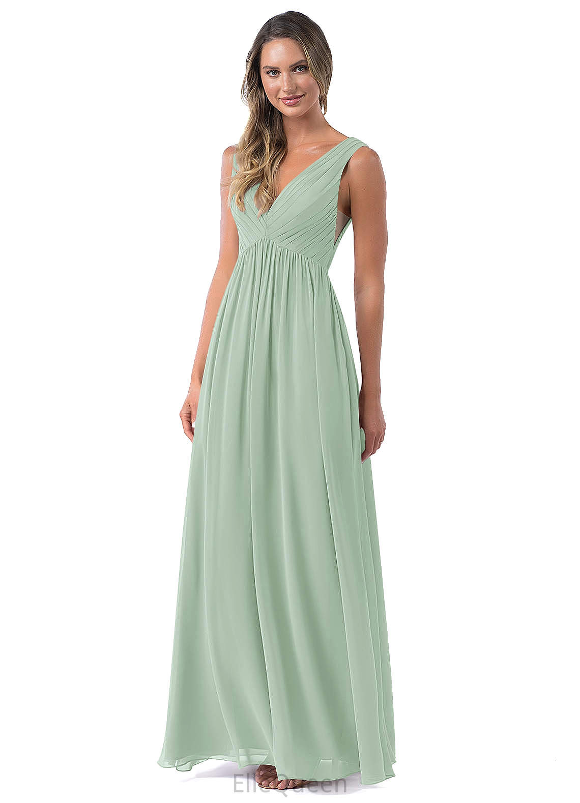 Pearl Natural Waist Sleeveless Straps A-Line/Princess Floor Length Bridesmaid Dresses