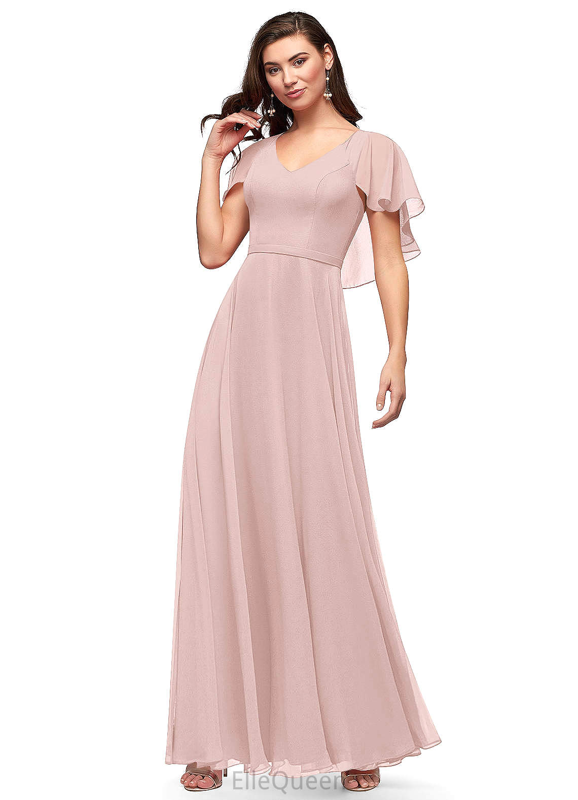 Helena V-Neck Floor Length Sleeveless Natural Waist A-Line/Princess Bridesmaid Dresses
