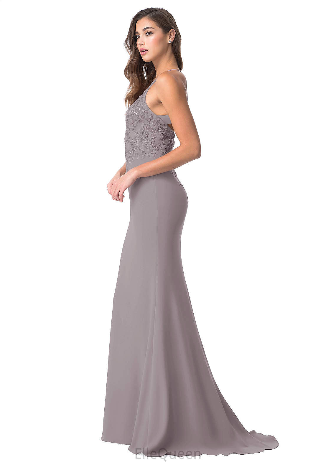 Annabella Floor Length Short Sleeves A-Line/Princess V-Neck Natural Waist Bridesmaid Dresses