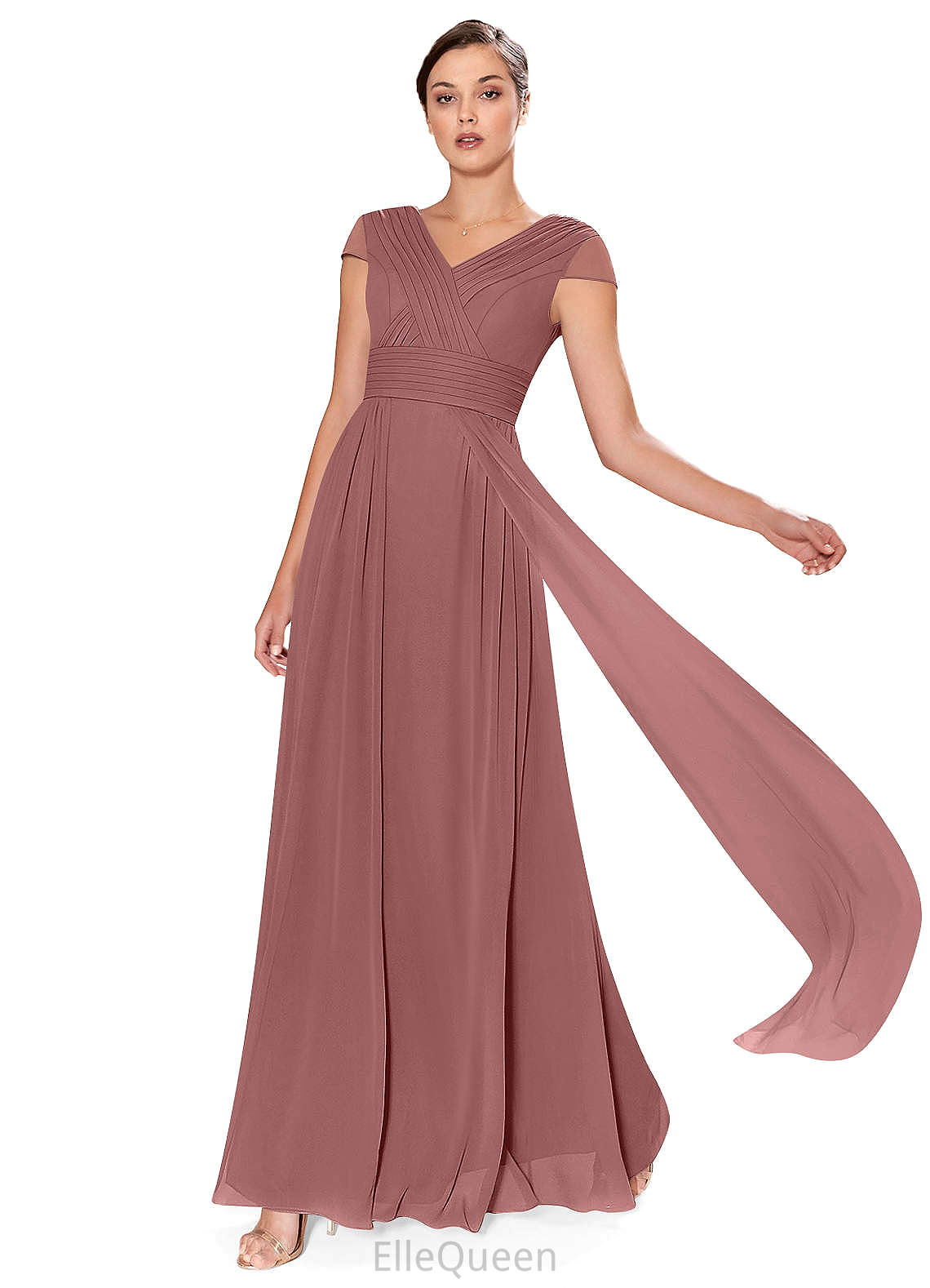 Kinley Floor Length V-Neck Natural Waist Sleeveless A-Line/Princess Bridesmaid Dresses