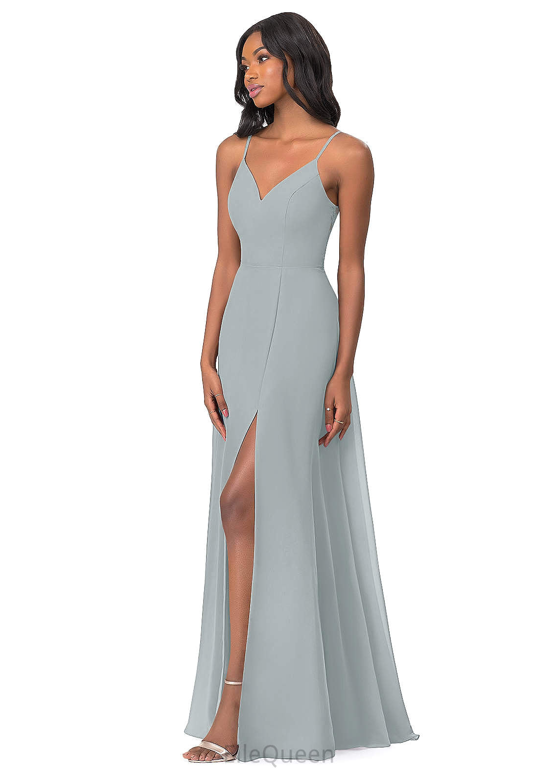 Catalina Spaghetti Staps A-Line/Princess Tea Length Natural Waist Sleeveless Bridesmaid Dresses