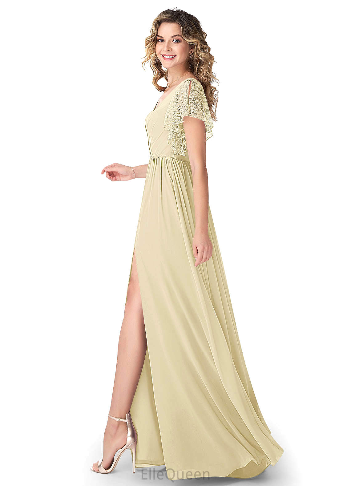 Elise Sheath/Column Floor Length Natural Waist Sleeveless Spaghetti Staps Bridesmaid Dresses