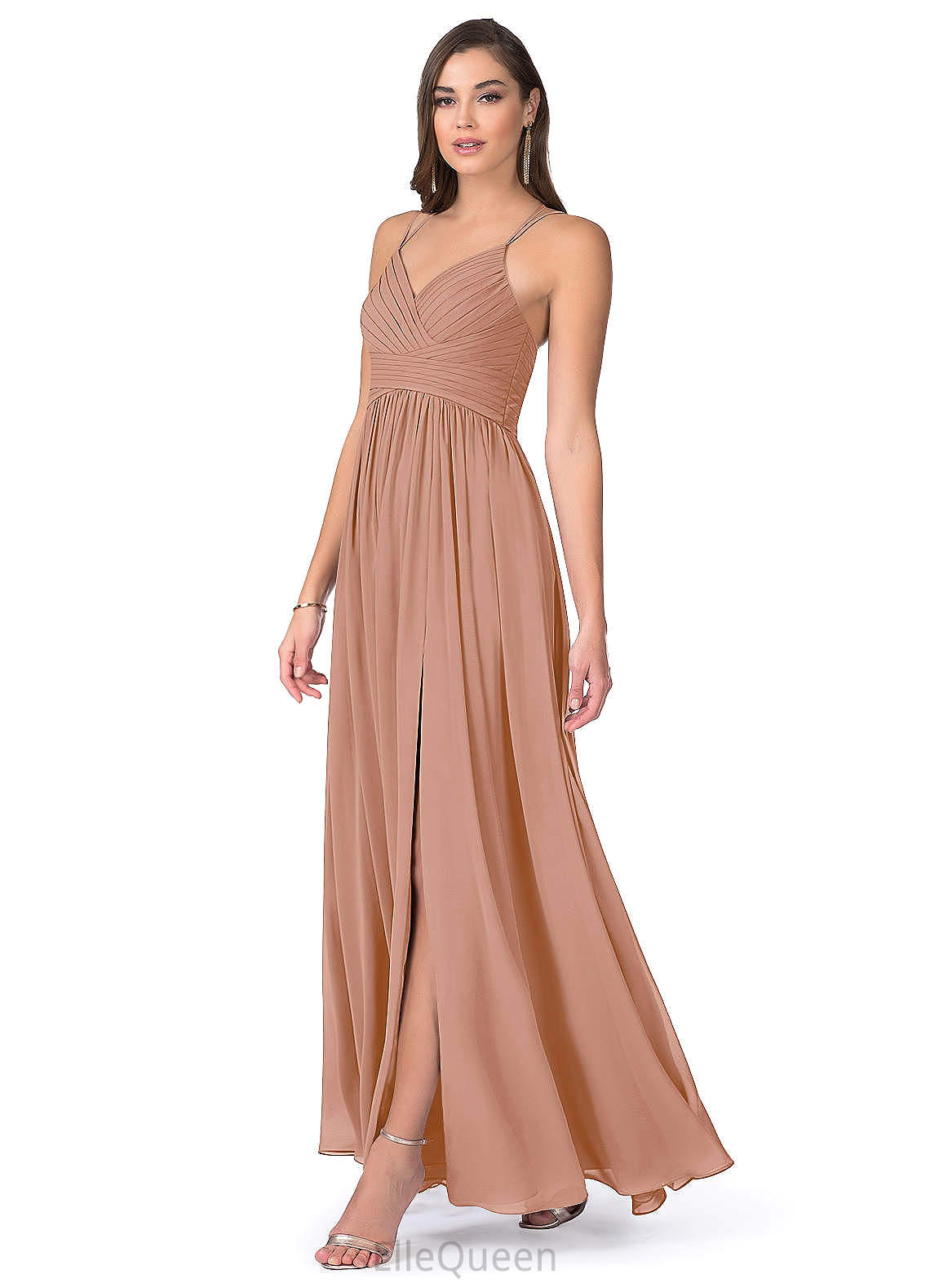Selah A-Line/Princess Natural Waist Floor Length Sleeveless V-Neck Bridesmaid Dresses