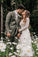 A Line Long Sleeves Top Lace Beach Bohemian Wedding Dresses with SRS15609