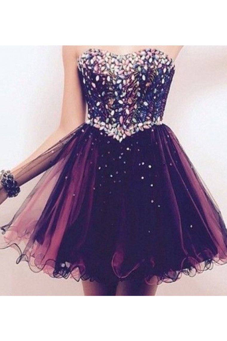 Sweetheart Homecoming Dresses A Line Tulle With Beads Short/Mini