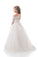 Boat Neck Mid-Length Sleeves A Line Tulle With Applique Flower Girl Dresses