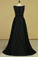 Black Prom Dresses Black Bodice Scoop Satin Floor Length Beaded & Belt