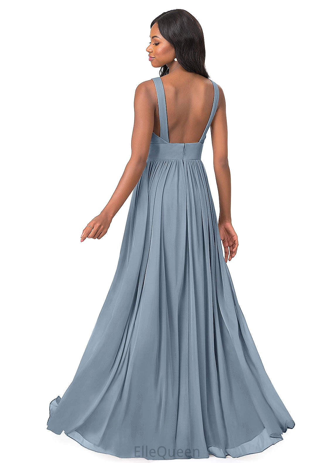 Emmy A-Line/Princess Floor Length V-Neck Natural Waist Sleeveless Bridesmaid Dresses