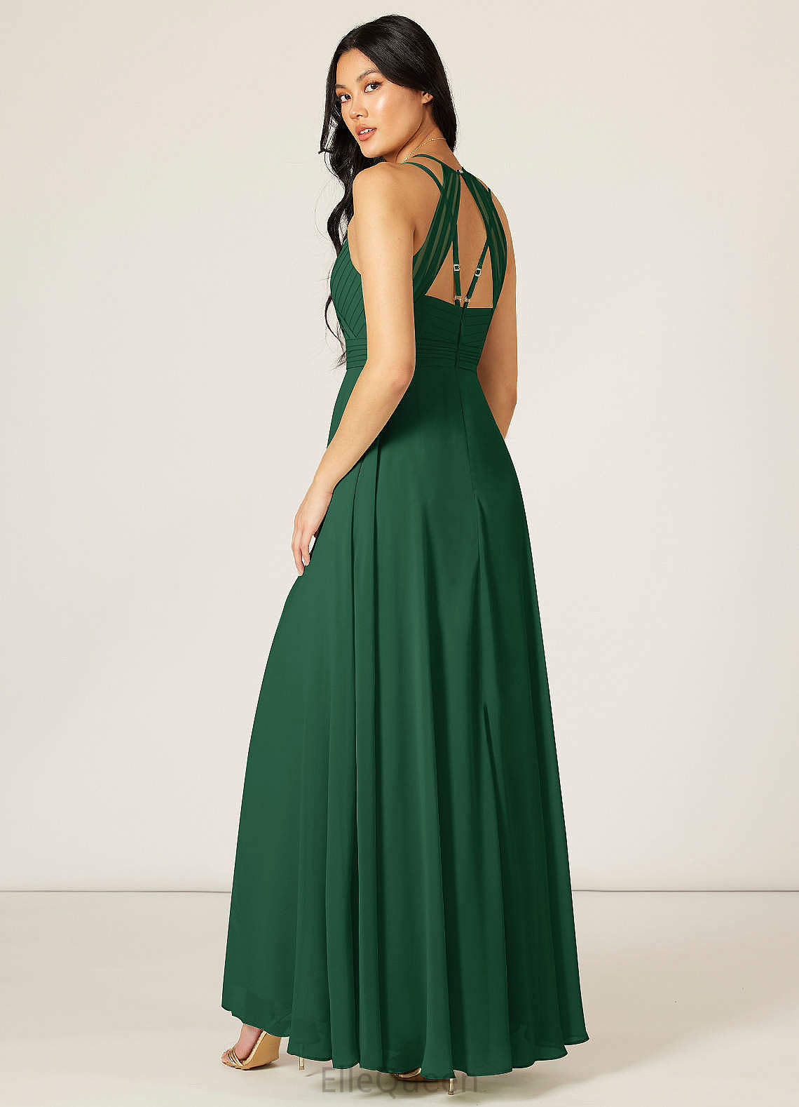 Lynn Floor Length Natural Waist Sleeveless A-Line/Princess Spaghetti Staps Bridesmaid Dresses