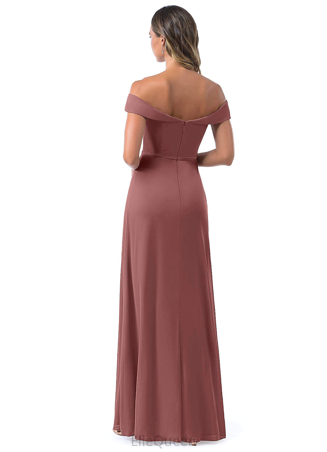 Cecelia Sleeveless Off The Shoulder Floor Length Spaghetti Staps A-Line/Princess Natural Waist Bridesmaid Dresses
