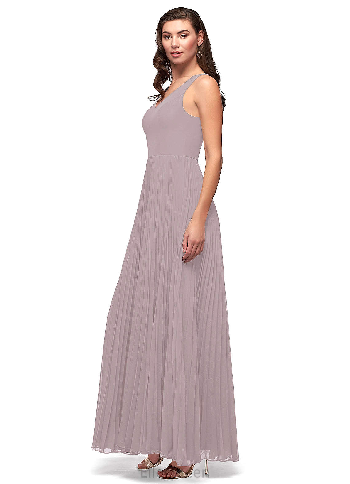 Brenda A-Line/Princess Natural Waist Sleeveless Floor Length Spaghetti Staps Bridesmaid Dresses