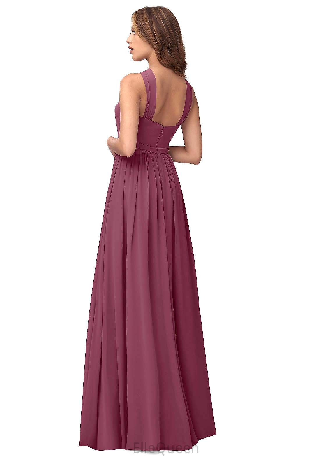 Ella Natural Waist V-Neck Sleeveless Floor Length A-Line/Princess Bridesmaid Dresses