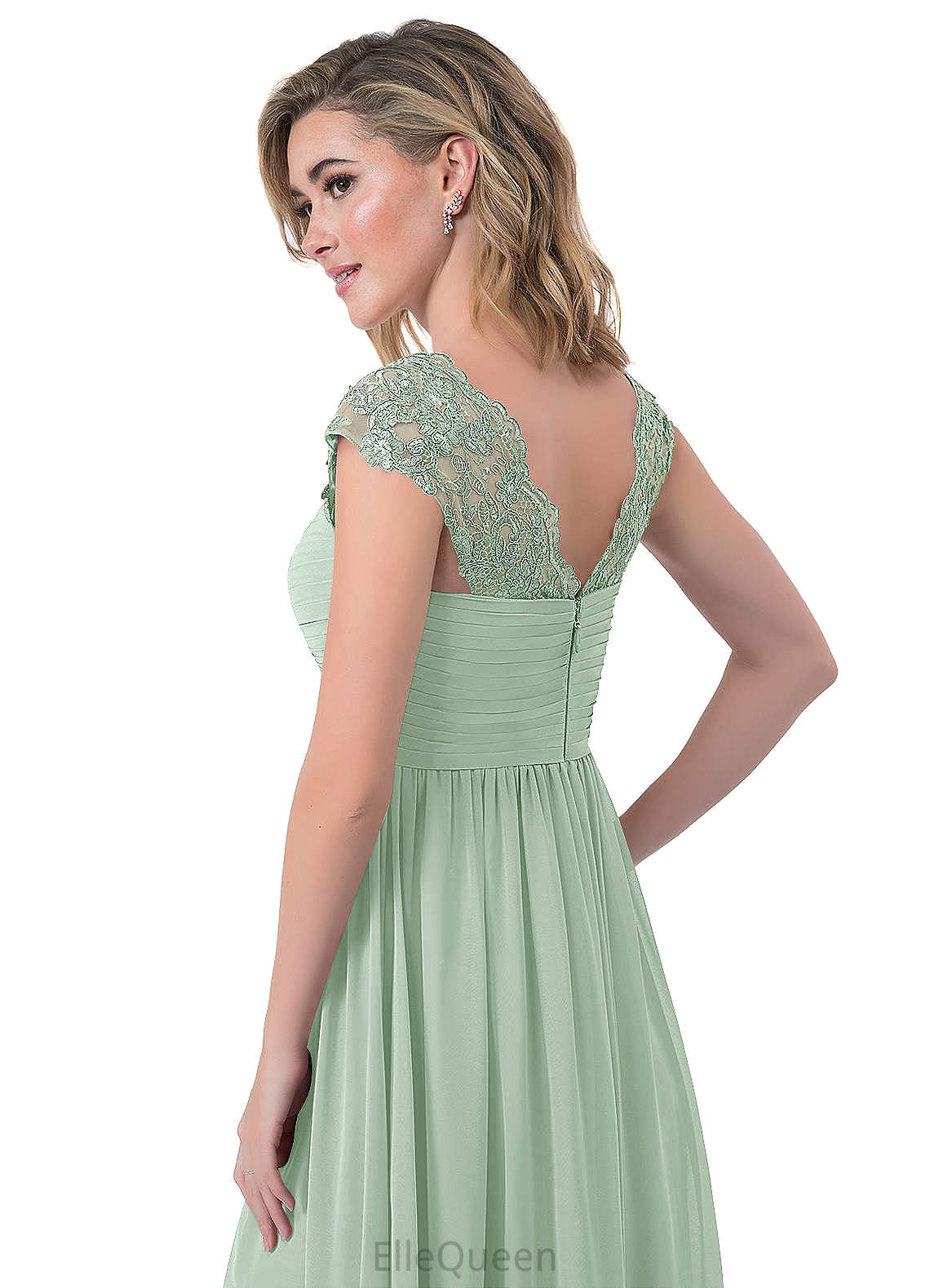 Una A-Line/Princess Natural Waist Floor Length V-Neck Sleeveless Bridesmaid Dresses