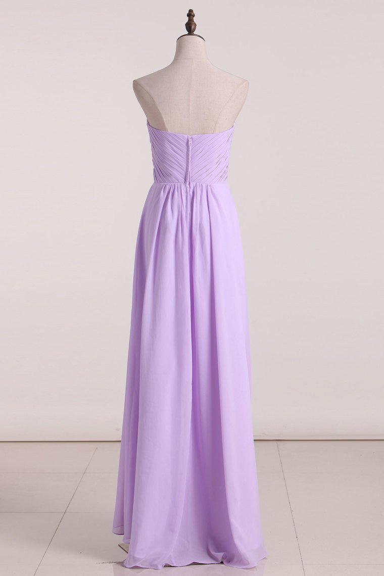 2024 A Line Bridesmaid Dresses Sweetheart Asymmetrical Chiffon With Beads