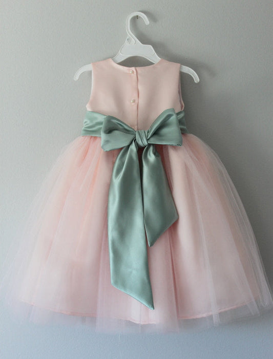 Blush Pink Tulle Flower Girl Dress