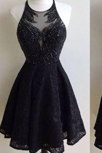 Black Lace Prom Dress Short Prom Dress Homecoming Dress