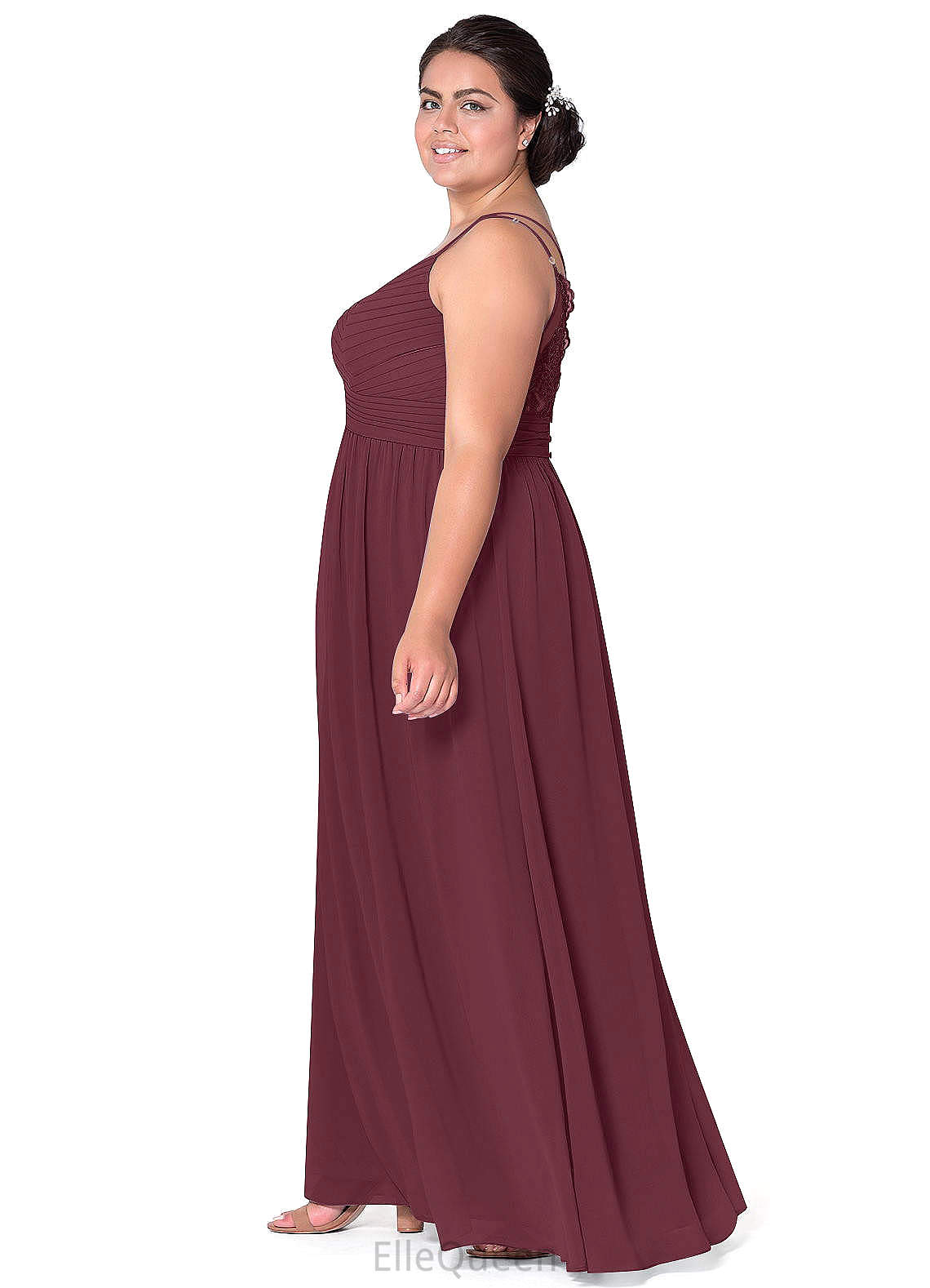 Vivian Natural Waist A-Line/Princess Floor Length Sleeveless V-Neck Bridesmaid Dresses