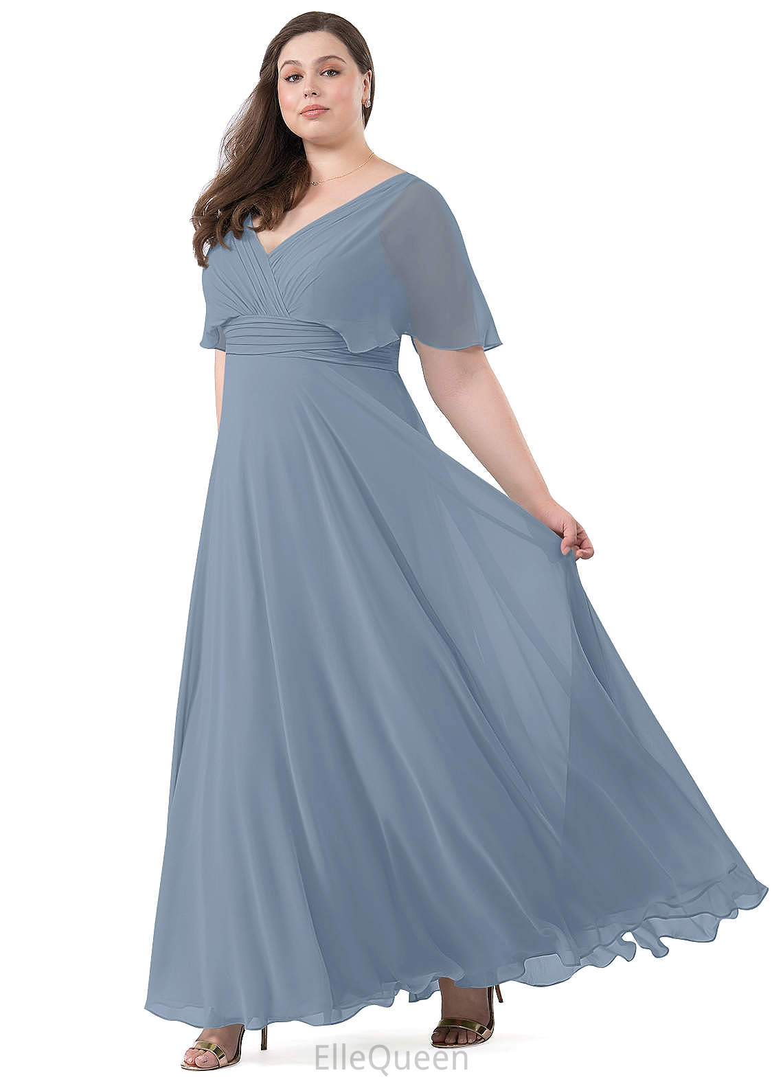 Angeline Floor Length Natural Waist A-Line/Princess Sleeveless V-Neck Bridesmaid Dresses