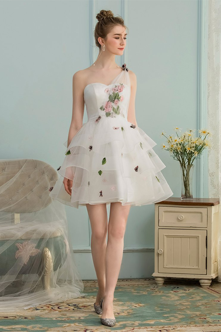 A-Line/Princess Halter Sleeveless Chiffon Marie Homecoming Dresses Short/Mini Ruffles Bridesmaid Dresses