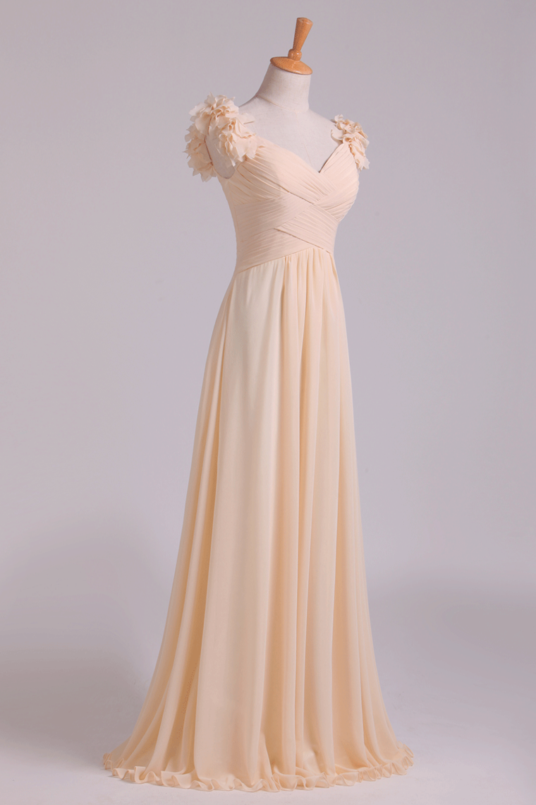 2024 Off The Shoulder Bridesmaid Dresses A-Line Chiffon With Ruffles