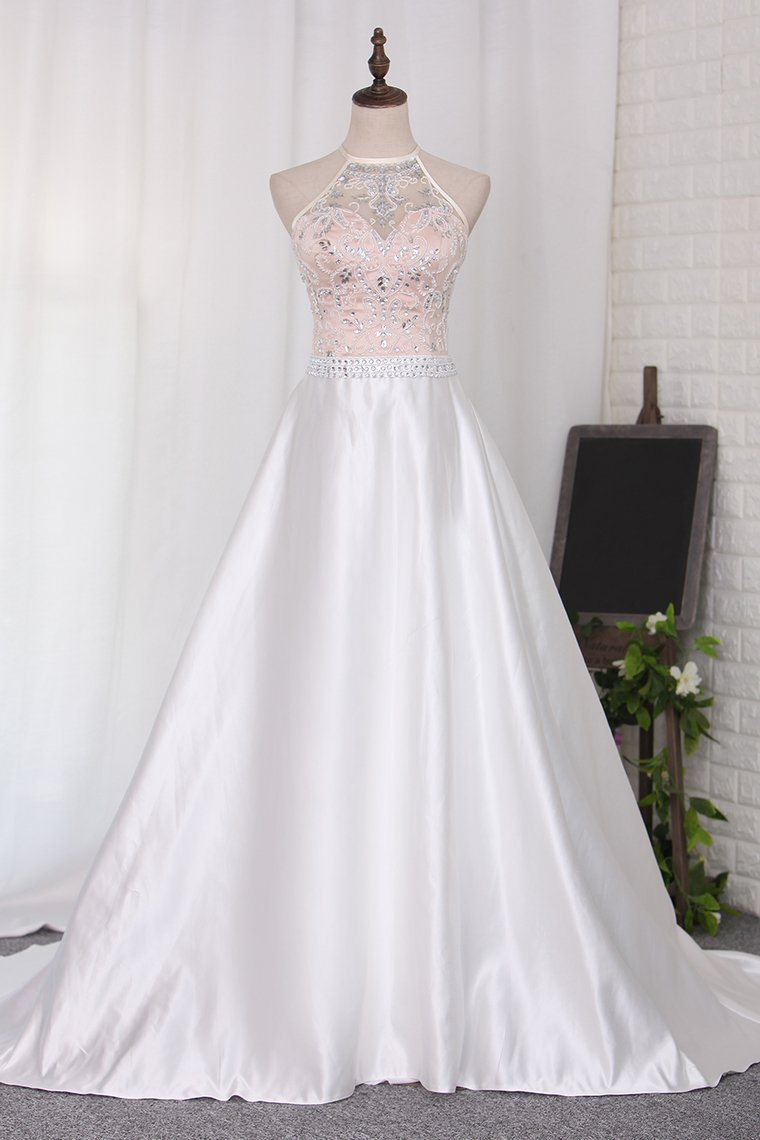 2024 New Arrival Spaghetti Straps Tulle With Beading A Line Prom Dresses