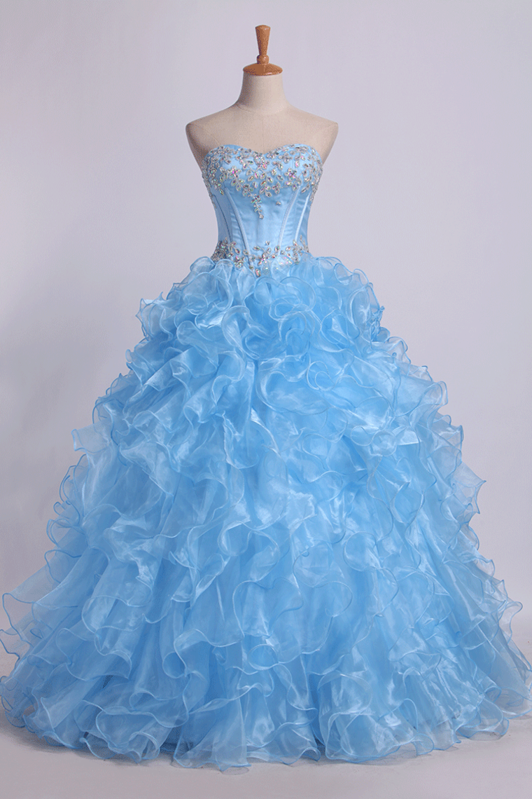 Sweetheart Quinceanera Dresses Ball Gown Organza With Beading