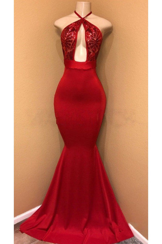 Sexy Sequin Prom Dresses Halter Mermaid Evening SRSPHY8LLFF