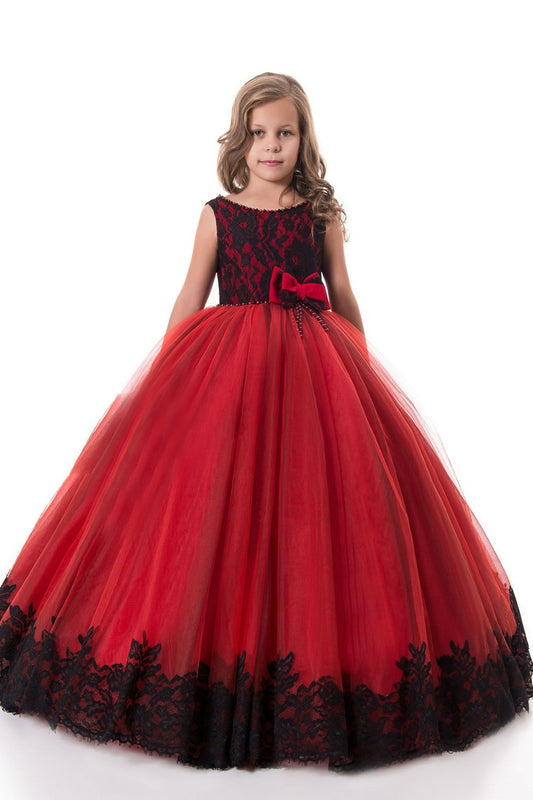 2024 Flower Girl Dresses Ball Gown Scoop Tulle With Applique And Bow Knot