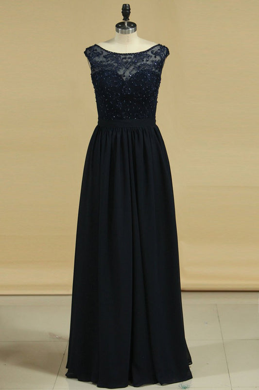2022 A Line Scoop With Embroidery Bridesmaid Dresses Chiffon