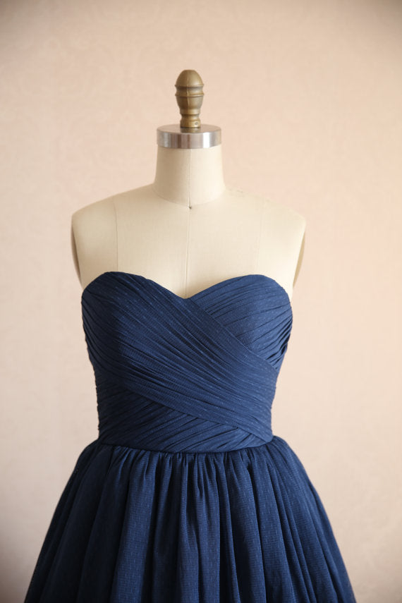 Short Davy Navy Tulle Homecoming Dress