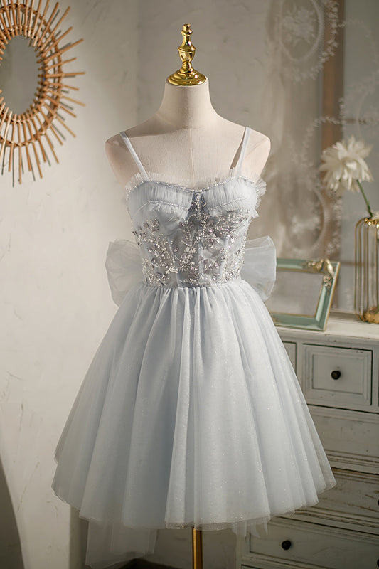 Grey Sleeveless Sequins Lace Up Short Homecoming Dresses