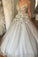 Ball Gown Spaghetti Straps V Neck Silver 3D Floral Beads Prom Dresses Dance Dresses JS717