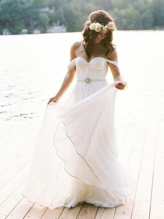 Off Shoulder Sweetheart Beach Wedding Dresses