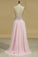 2024 Spaghetti Straps Prom Dresses A Line With Beads And Slit Chiffon