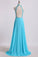 2024 High Neck A Line Prom Dresses With Applique&Beads Chiffon