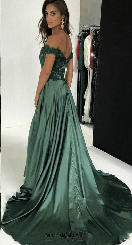 Sexy Slit Dark Green Prom Dress